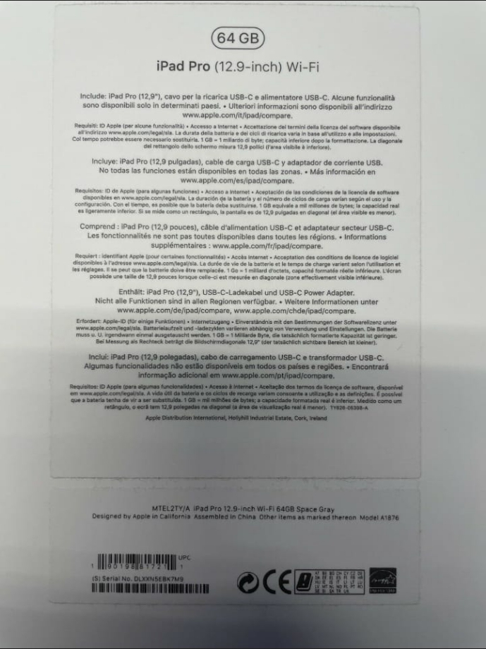 IPad Pro 3ème génération (Space Gray)
