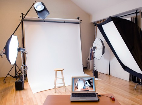 Toute l'ensemble des éléments du studio shooting photo.