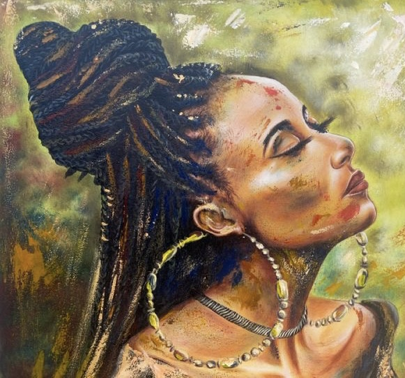 Tableau peinture à huile ( femme africaine)