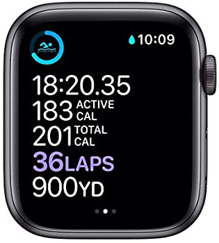 Apple Watch Series 6 (GPS, 44 mm) - Boîtier en aluminium gris sidéral avec bracelet sport noir (reno
