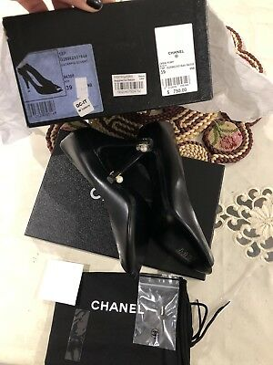 100% Authentique Chanel talon taille 39 bout ouvert perle talon