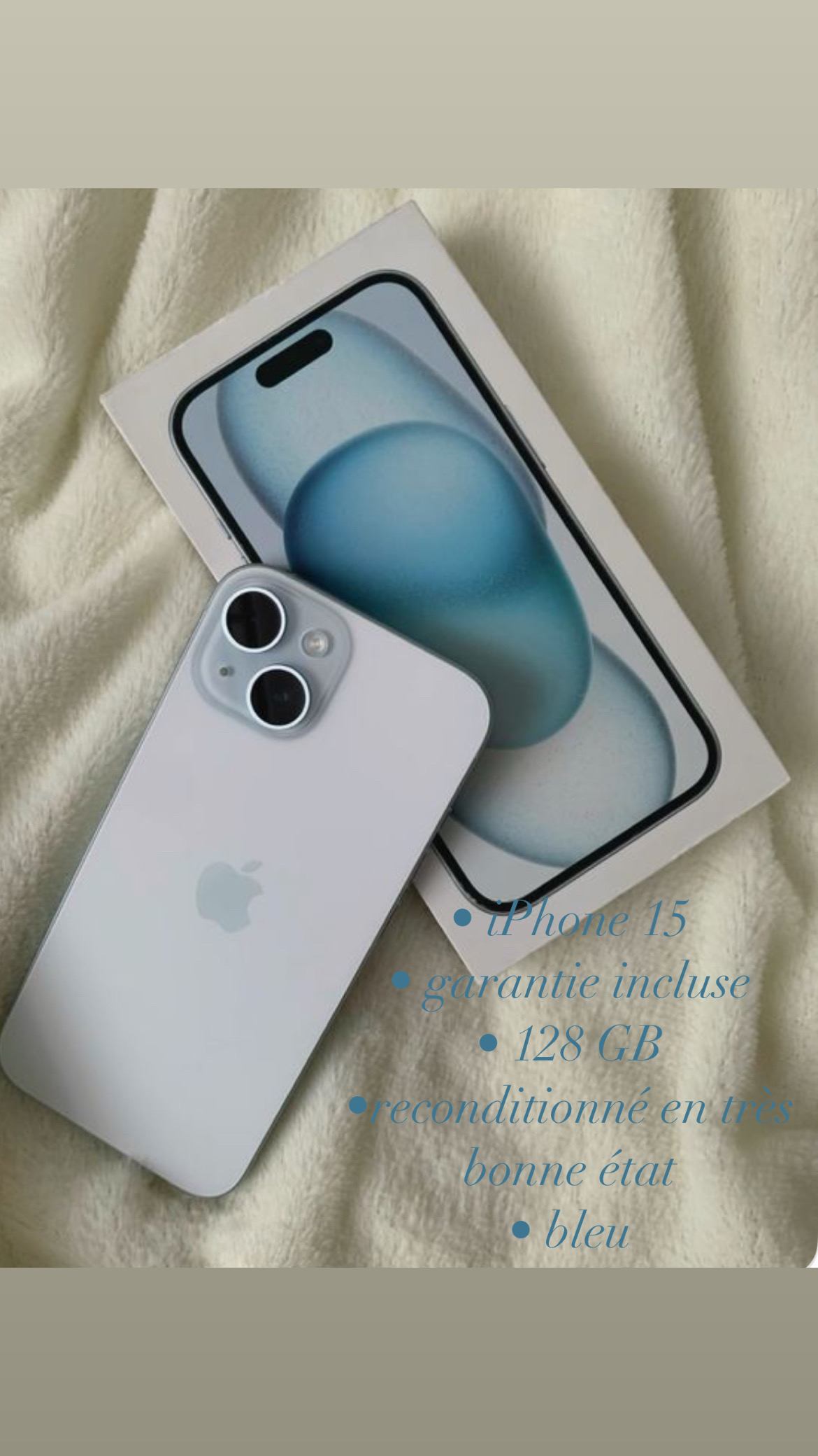 iPhone 15 bleu 128 GB à vendre - Miniature 2