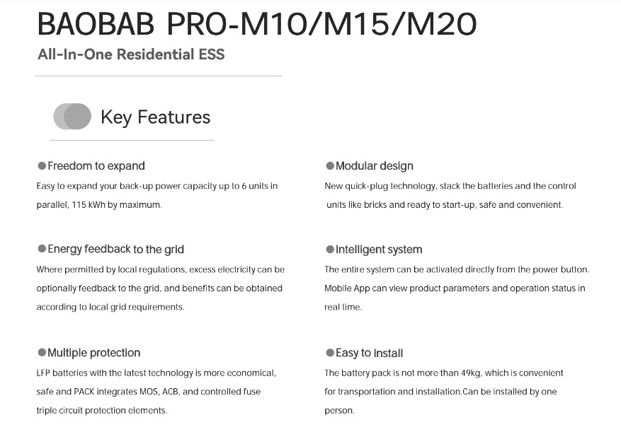 ACCUMULATEUR D'ENERGIE ELECTRIQUE BAOBAB PRO