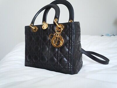 SAC a MAIN DIOR LADY medium cuir noir canage +bandouliére