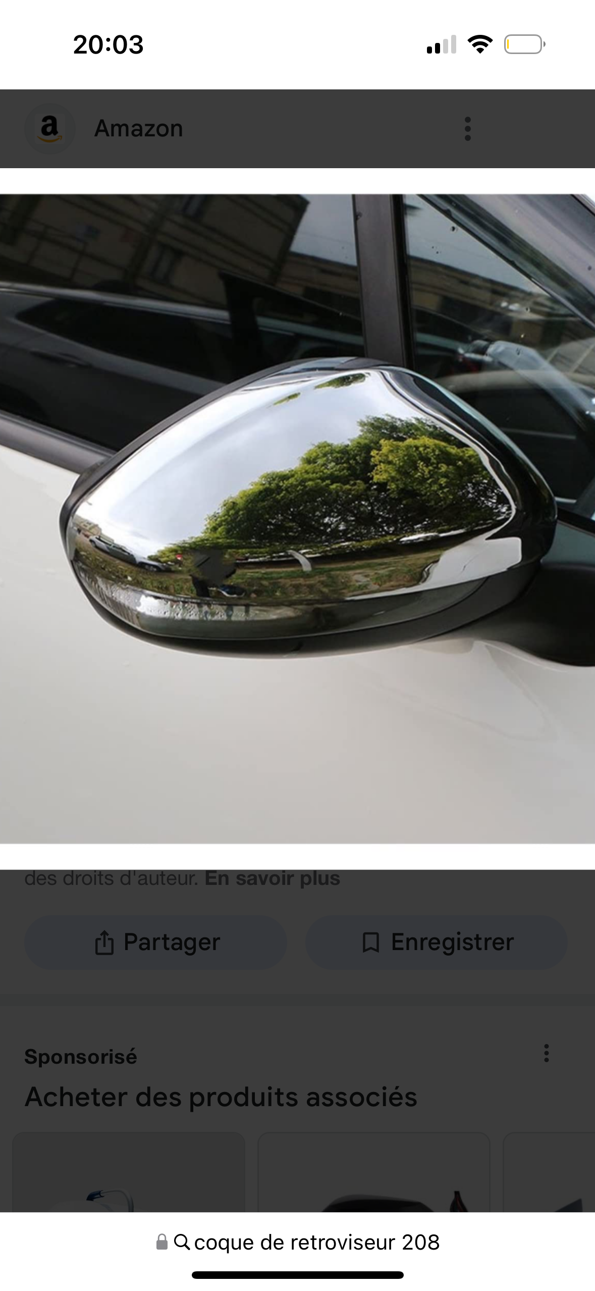 Coque de rétroviseur pour voiture 208