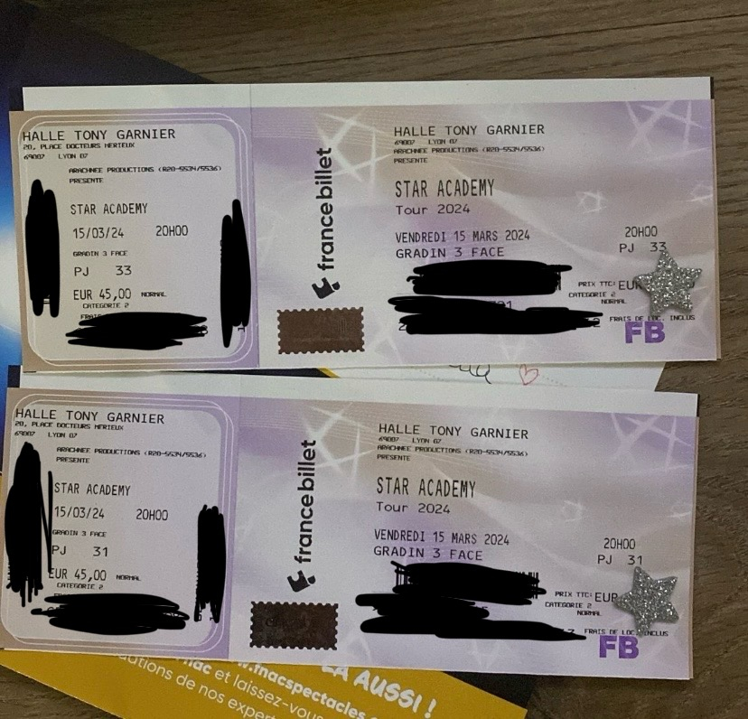 3x billets Star Academy à Lyon 15.03.24