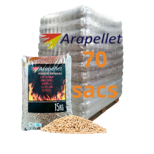 Pellets Offre exceptionnelle Pal 70 Sacs de Arapellet Granulés de Bois recyclé et biomasse EN+A1 et 