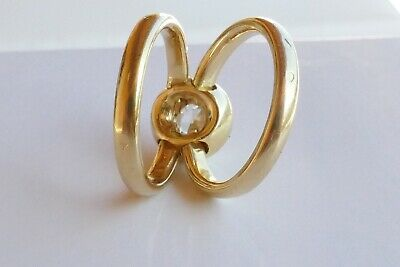 BAGUE OR JAUNE 18K DOUBLE ANNEAU , DIAMANT TAILLE ANCIENNE 0,75 CARAT