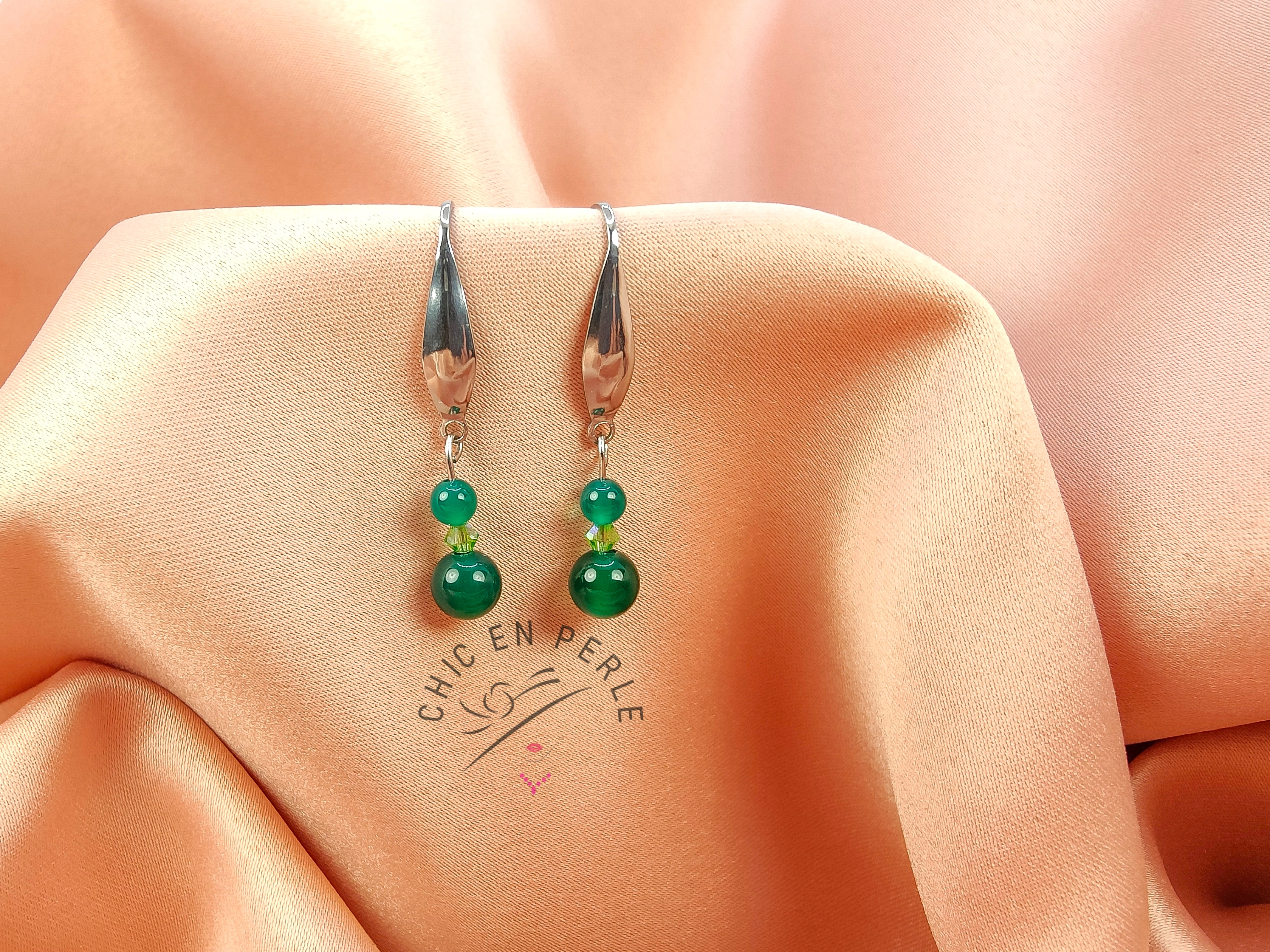 Boucle d'oreille cristal et agate