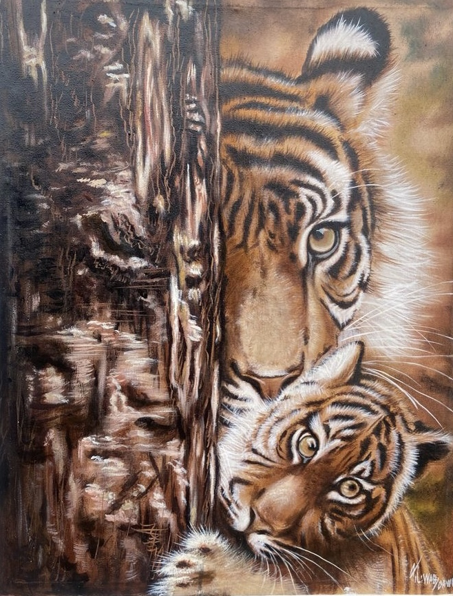 Tableau peinture à huile ( a l’affût du danger)