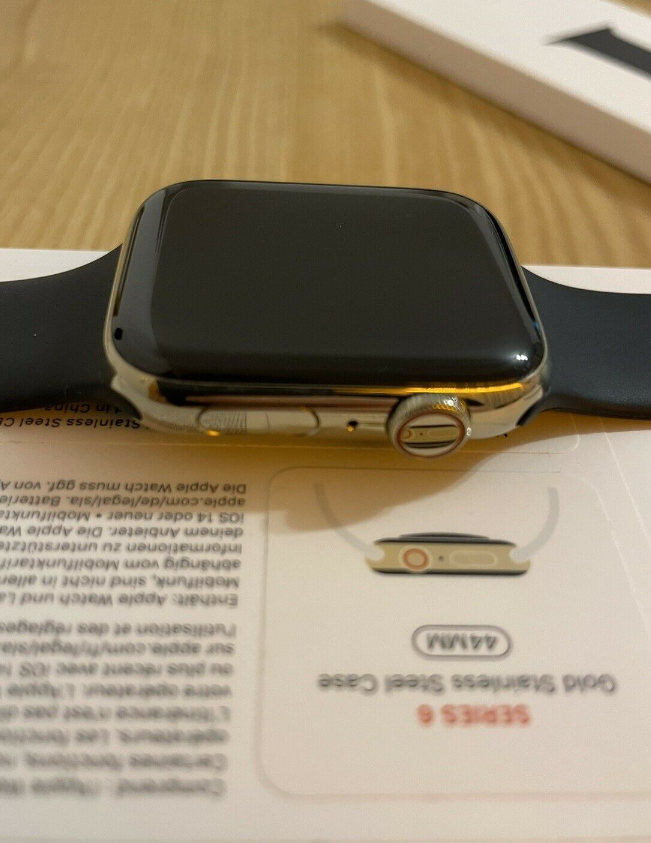 Apple Watch Series 6 44 mm Or LTE + GPS Cellulaire Or Acier Inoxydable Saphirs Inoxydable - Photo 1