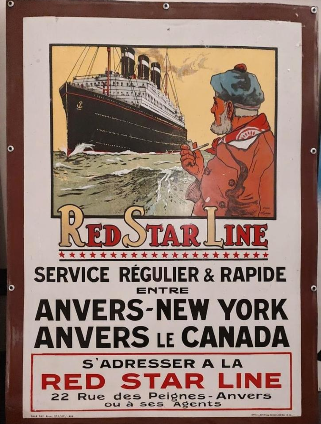 Je Cherche la plaque emaillée de Red star Line