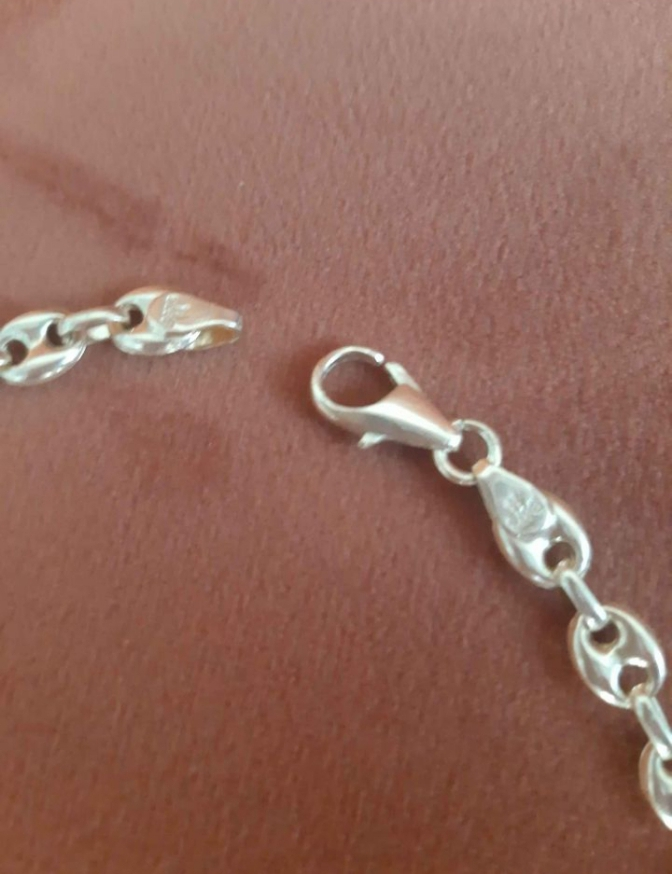 Ensemble Collier + gourmette grain de café en or jaune 14 carats 585