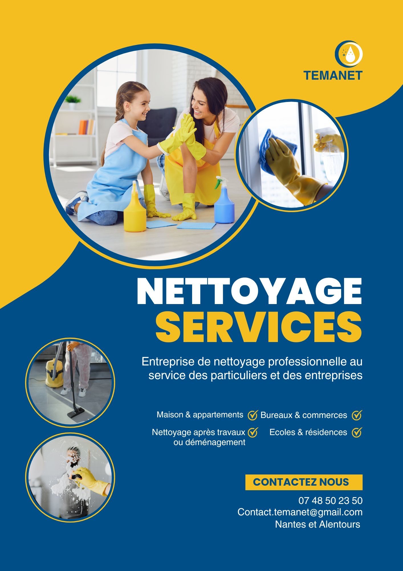 Service de nettoyage professionnel pour particuliers et entreprises - TEMANET