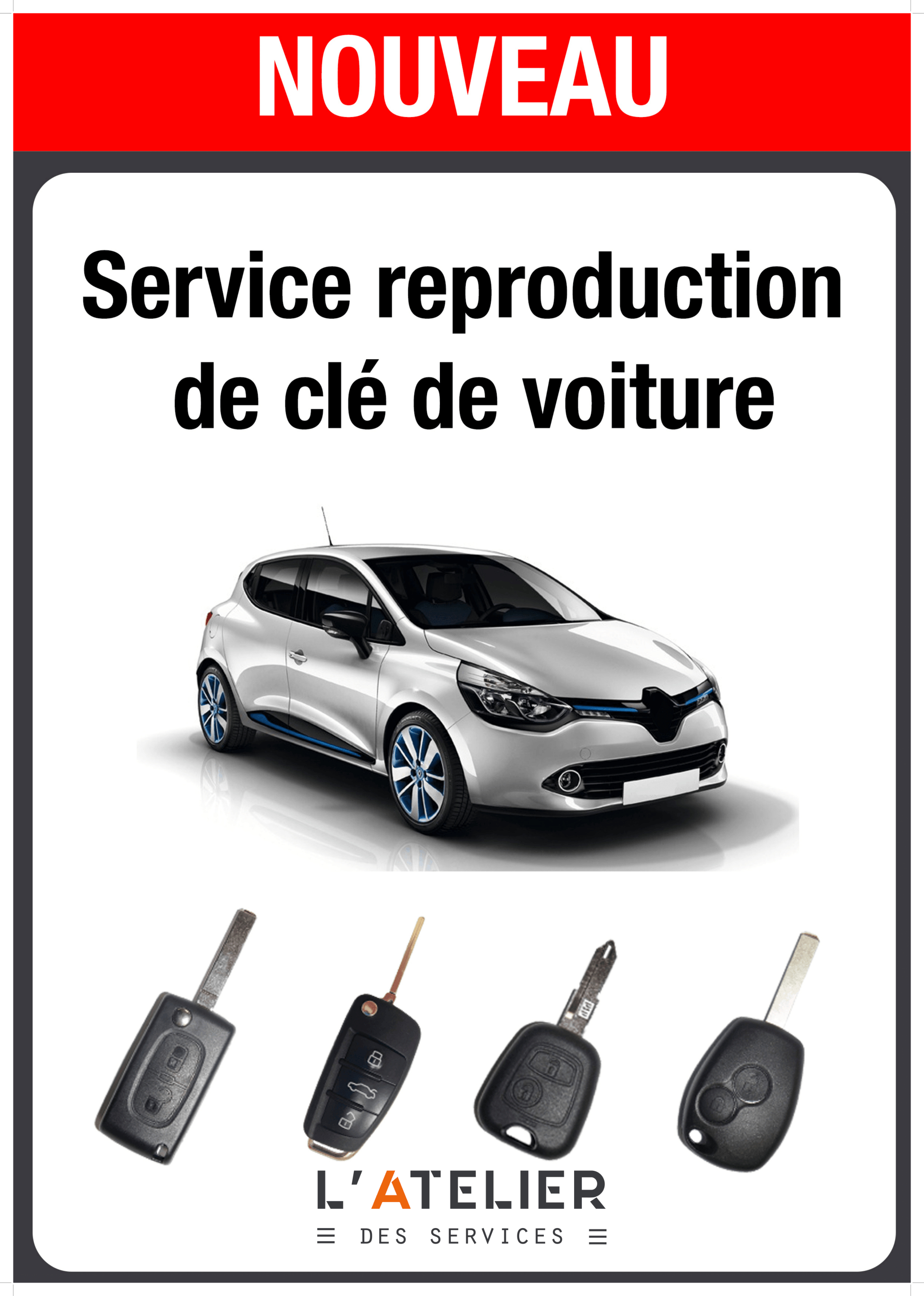 Cle voiture reproduction double