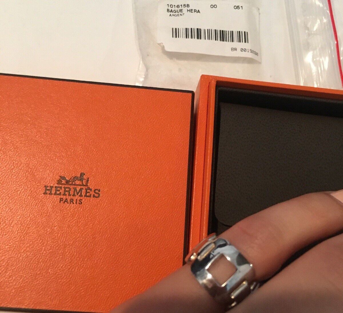 Authentique Bague Hermès Argent 5 7/8 NIB Bague Hera