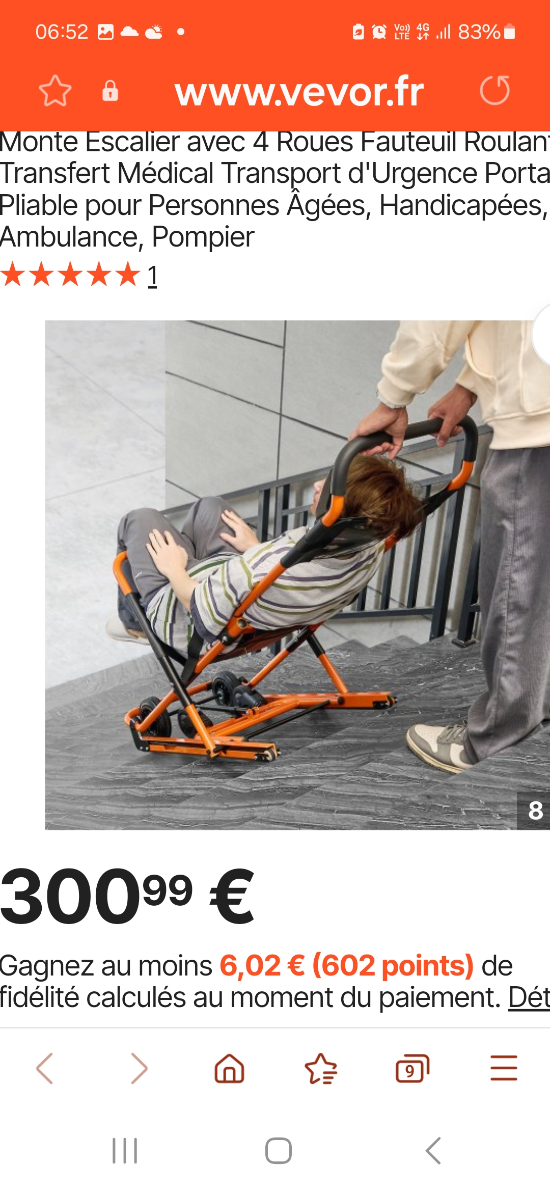Chaise d'évacuation en cas d'urgence