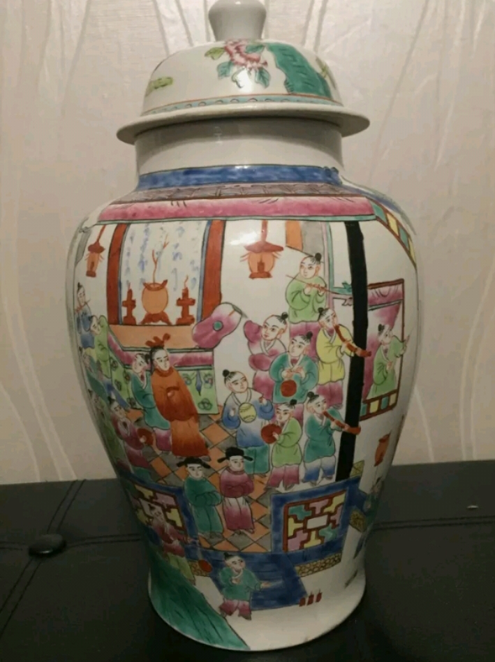 Hauteur de vase asiatique 35 cm de haut - Miniature 2