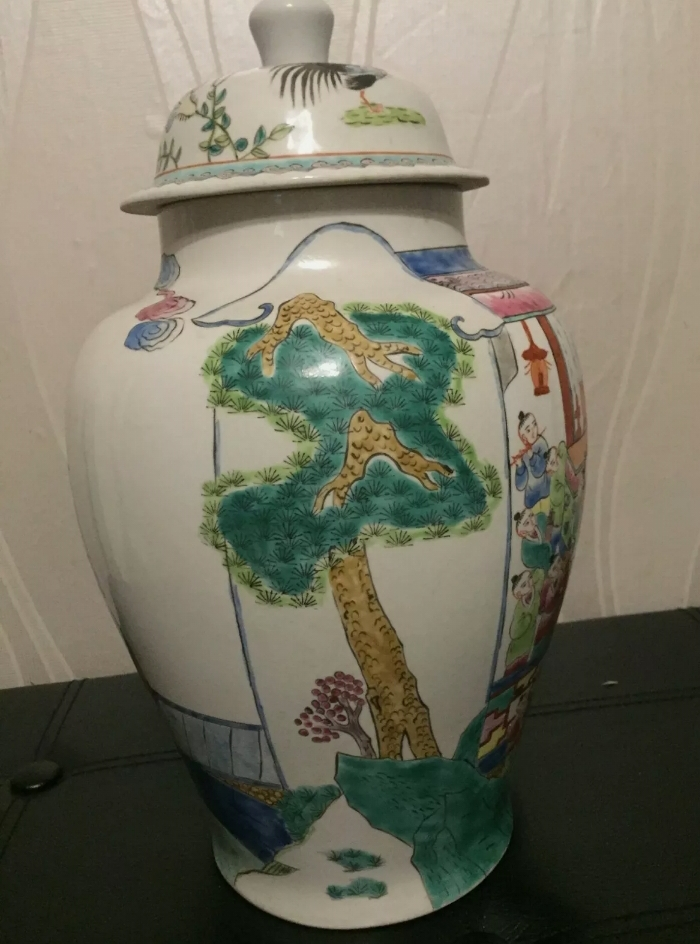 Hauteur de vase asiatique 35 cm de haut - Miniature 5