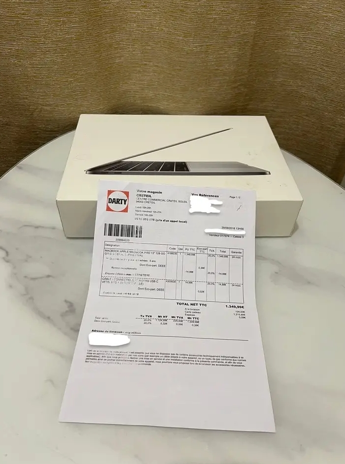 MacBook Pro 13 ,Retina ( fin2018)- 128 go ( 13-inch,2017,two thunderbolt 3 ports)