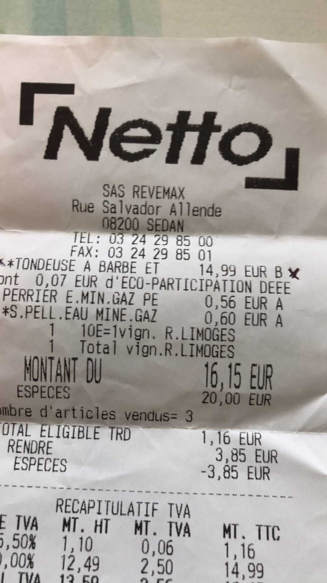 Vends tondeuse à barbe moustache cheveu manque epilateur nasal ticket de caisse à l appui