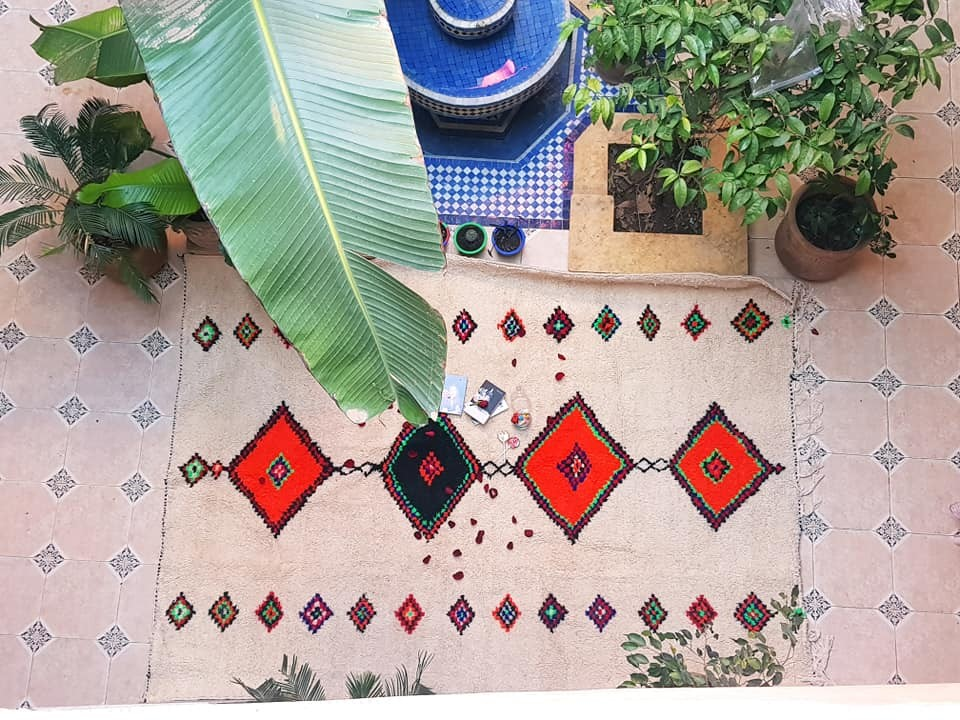 Tapis Blanc  marocain 100% laine