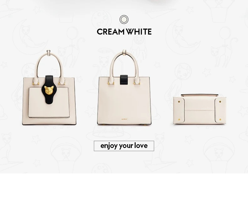 Nouveau Sac à Main pour Femmes en Cuir de Luxe avec Motif Chat - Miniature 9