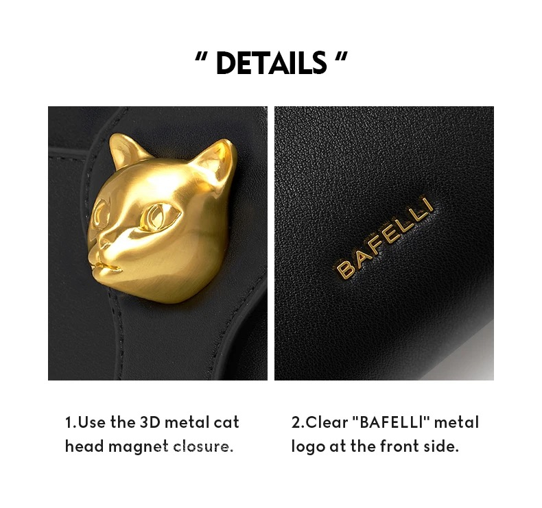 Nouveau Sac à Main pour Femmes en Cuir de Luxe avec Motif Chat - Miniature 3
