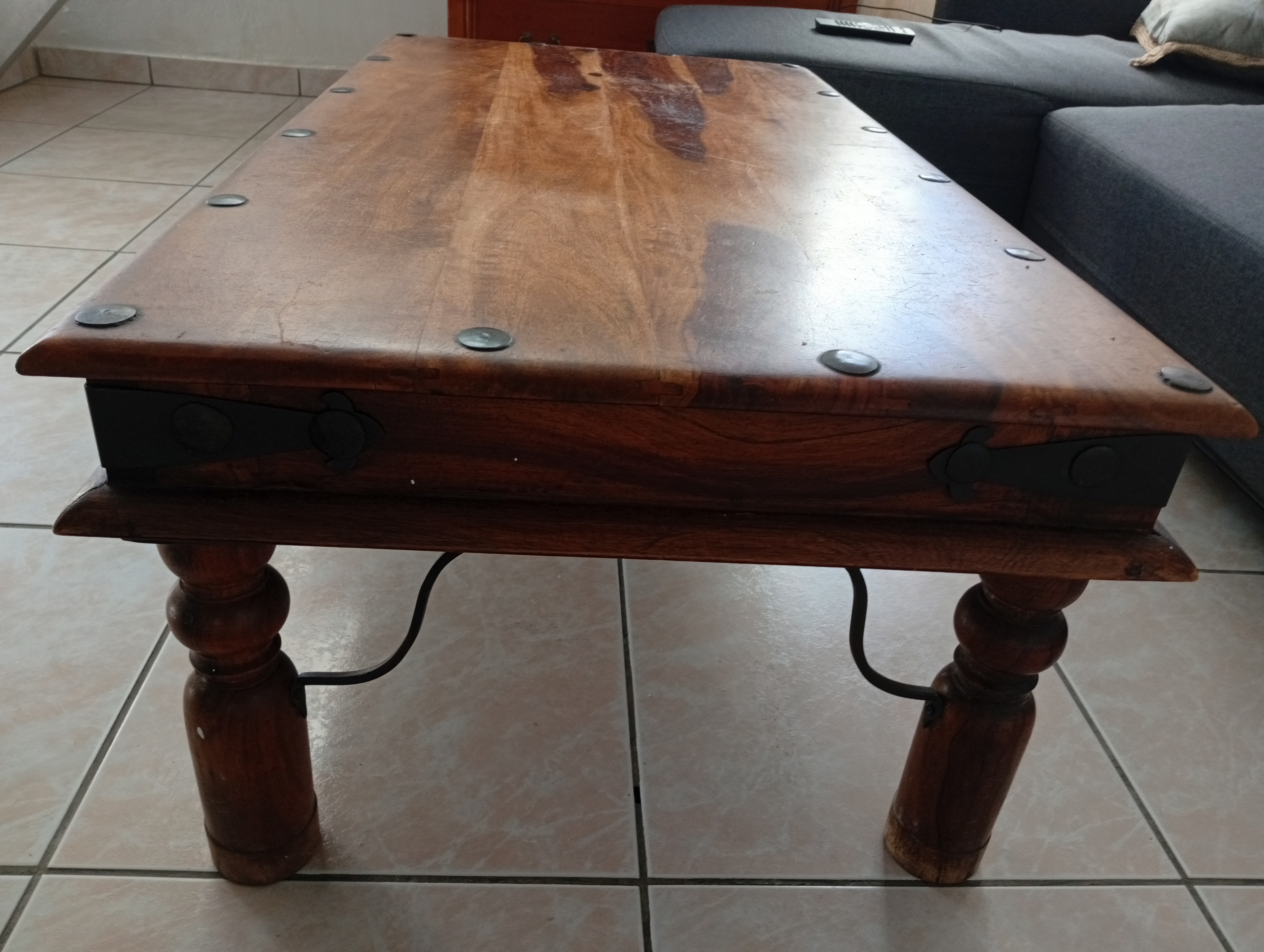 Table basse bois fer forgé - Miniature 3