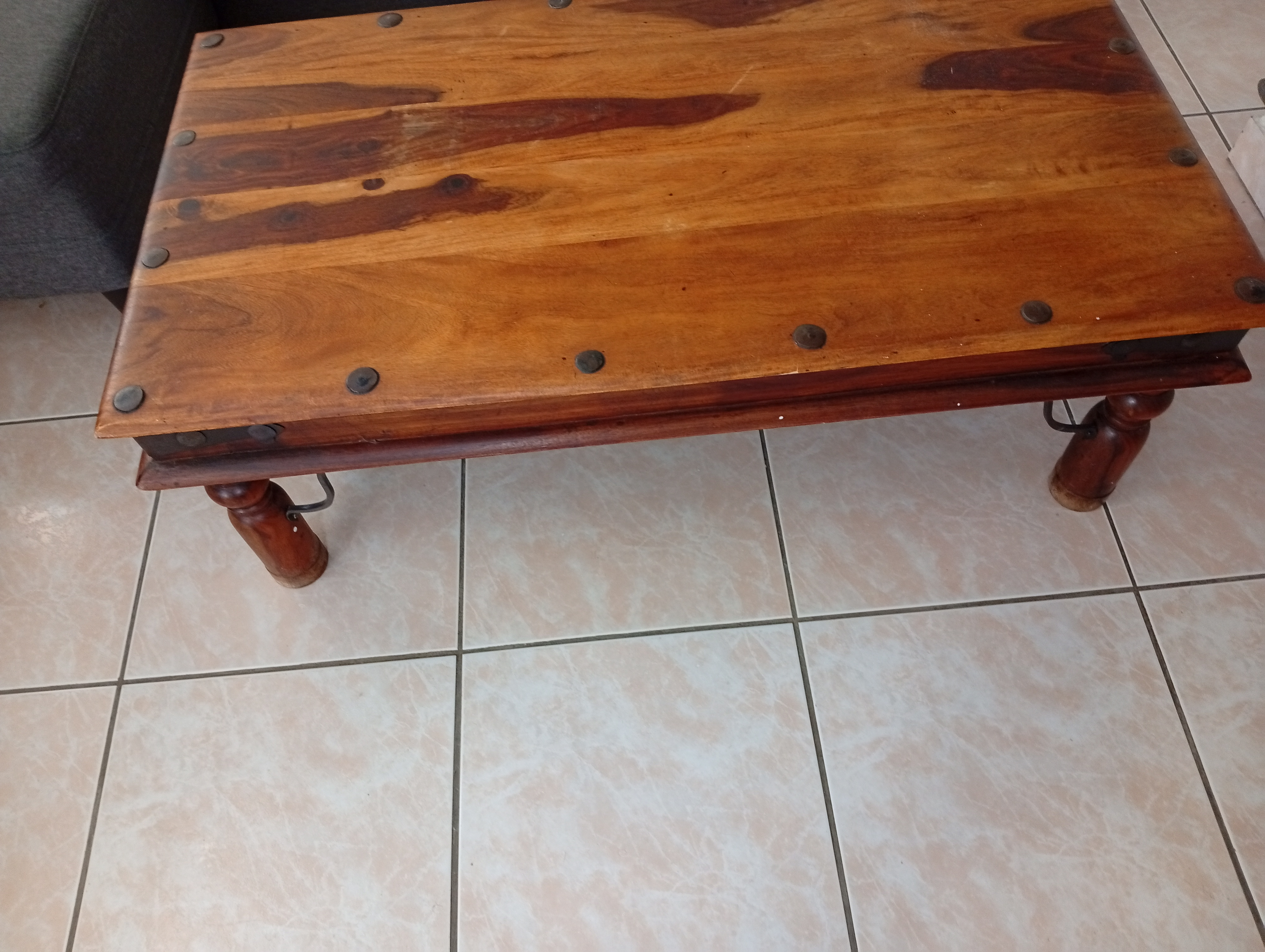 Table basse bois fer forgé - Miniature 2