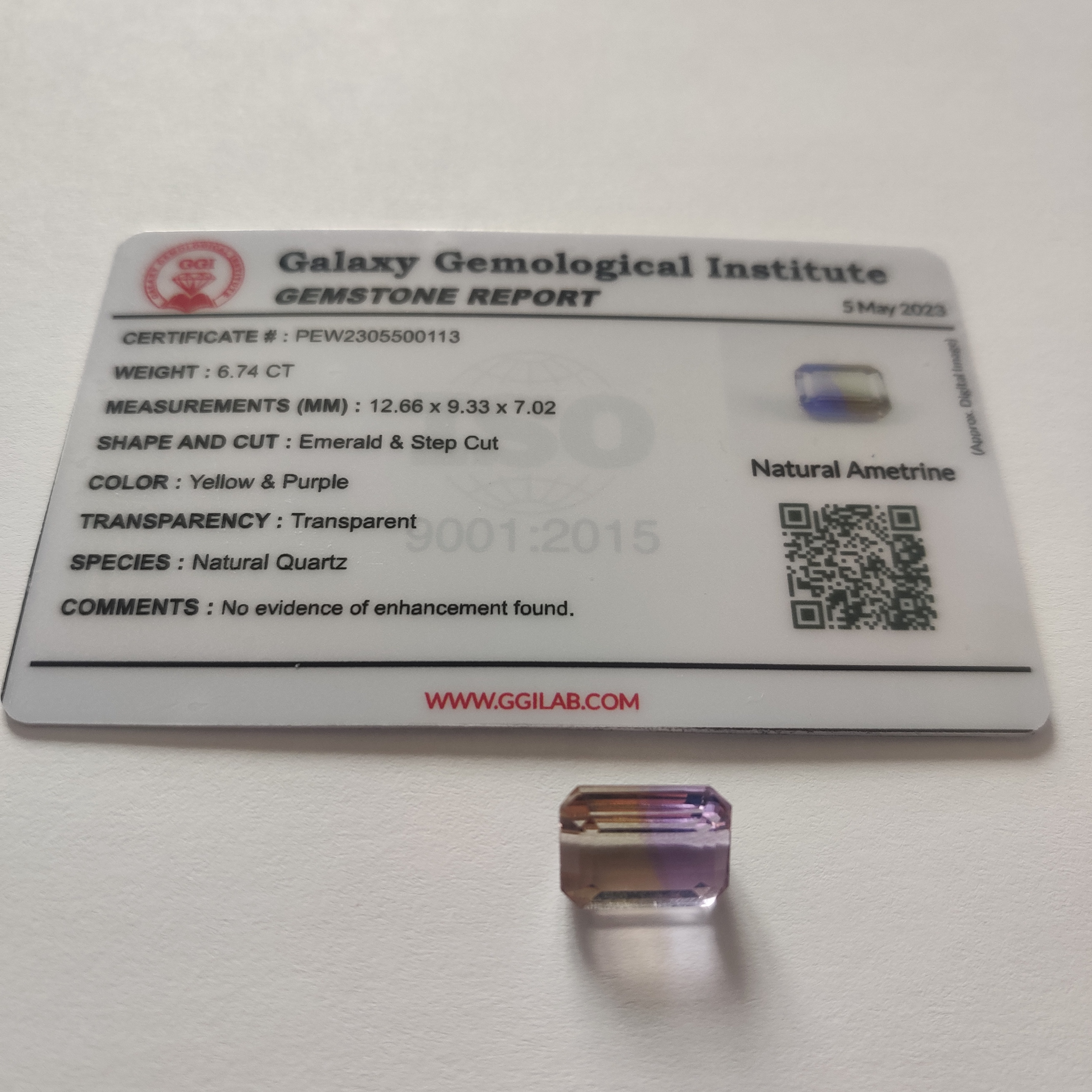 6.74 CTSUPERBE AMETRINE - Miniature 5