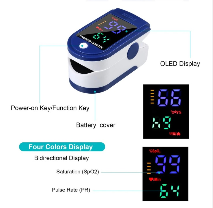Oxymètre de fréquence cardiaque Portable écran LED 4 couleurs