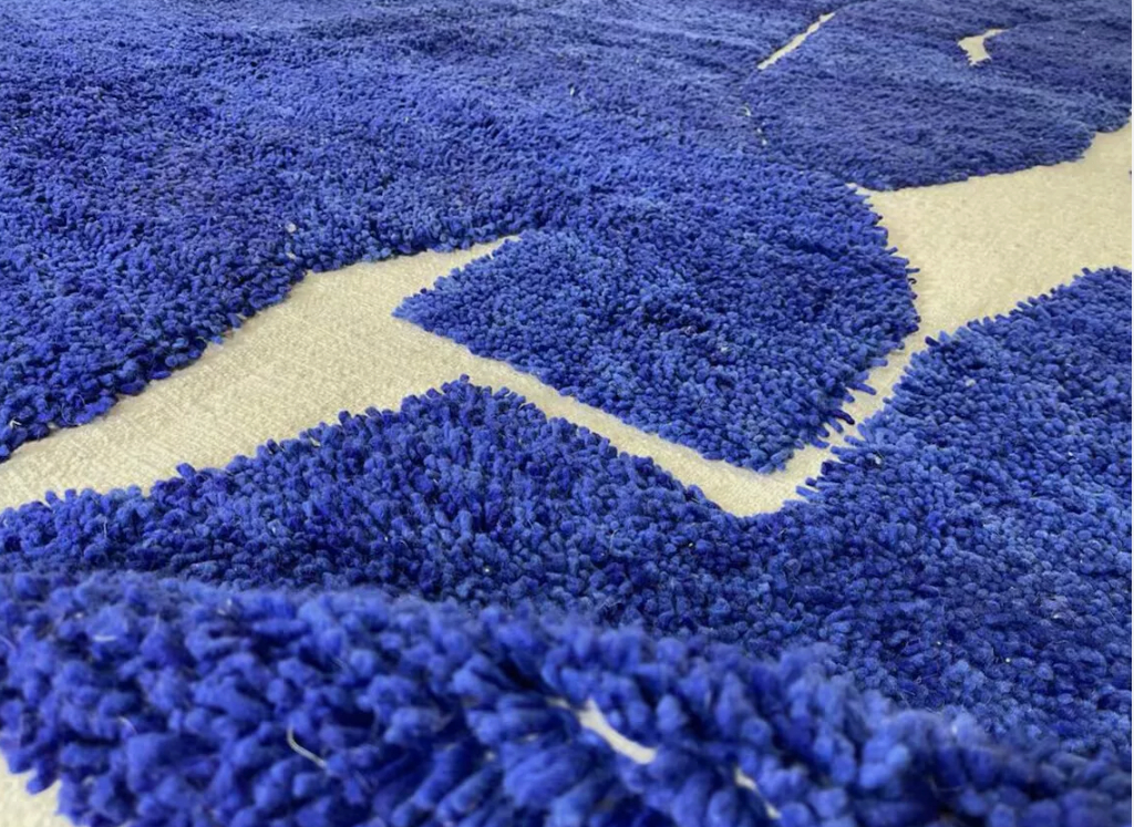 Tapis Bérbère Bleu ,Tapis de laine authentique ,tapis Marocain
artisanal - Photo 1