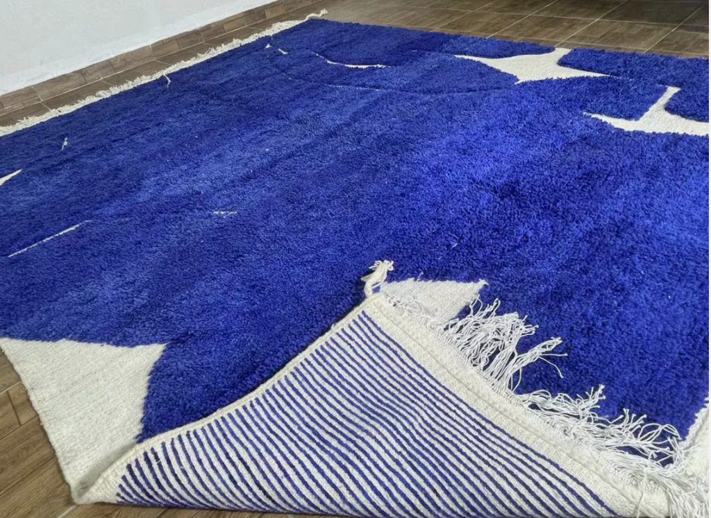 Tapis Bérbère Bleu ,Tapis de laine authentique ,tapis Marocain
artisanal - Miniature 4