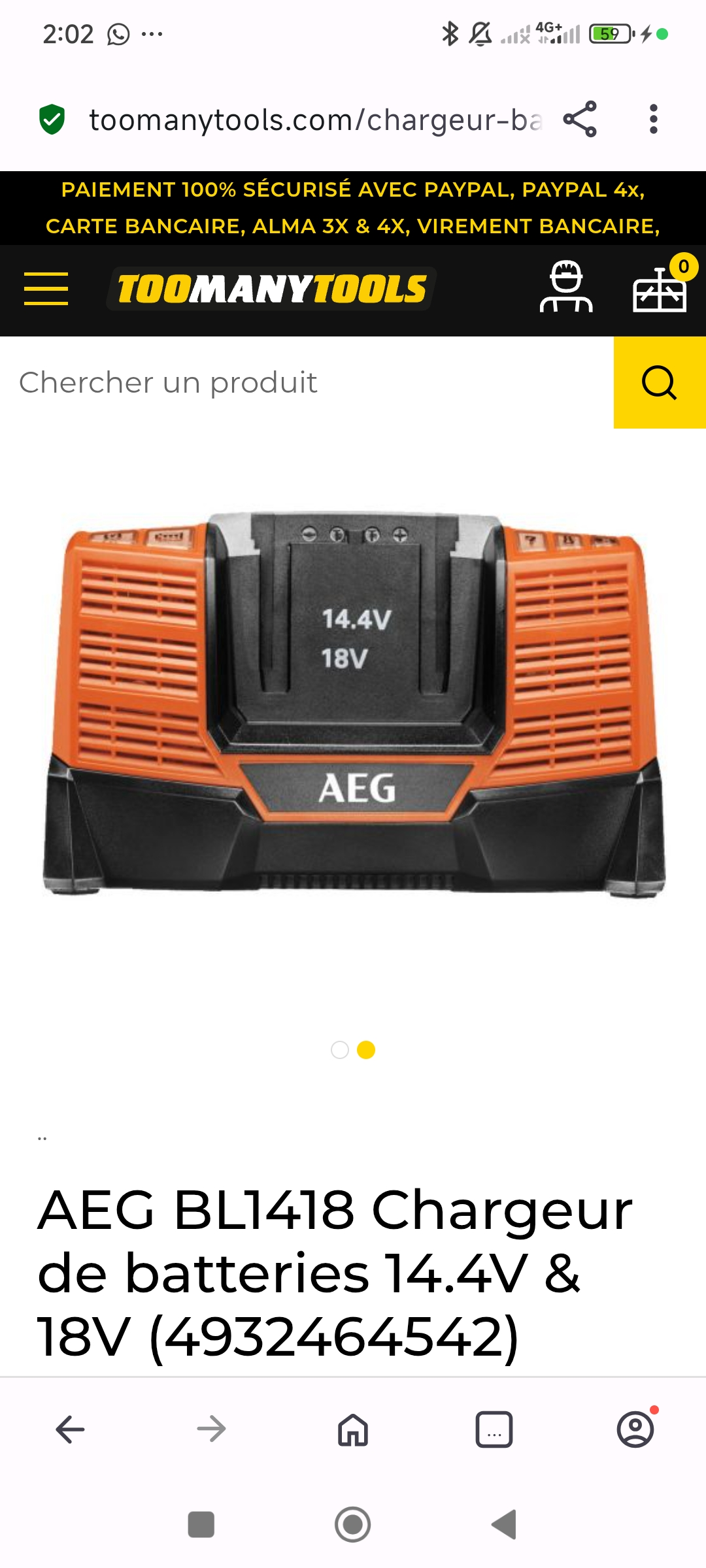 Chargeur AEG 14-18V Neuf - 1 Port
