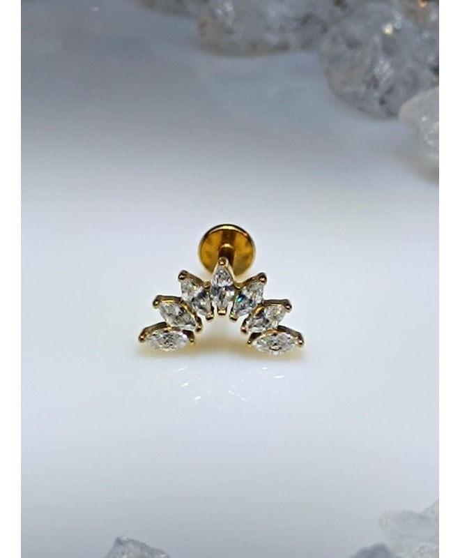 piercing tragus oreille flat helix lobe 7 strass blanc vissable ear orelha couleur doré oor