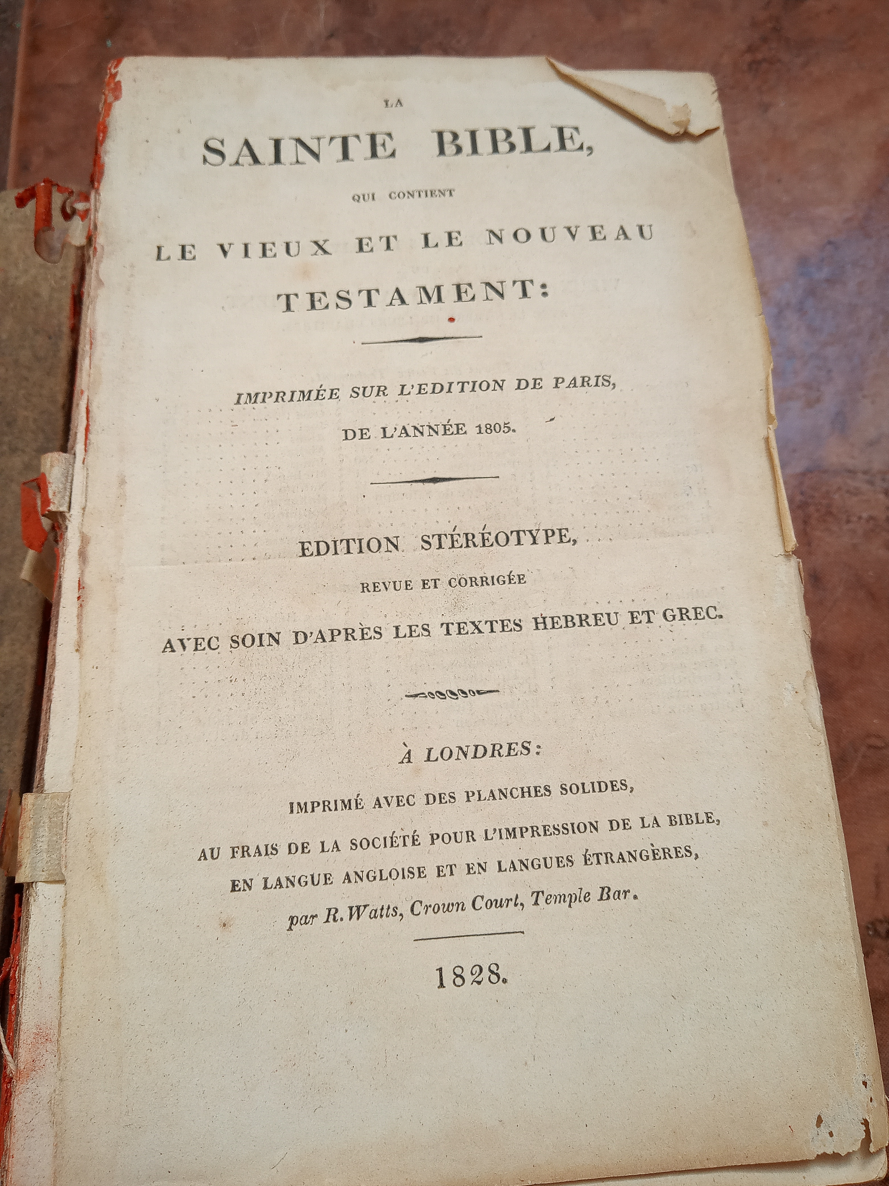 Saintes Bible 1828