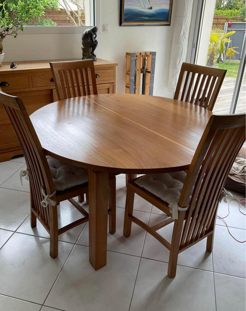 Bahut en teck, table et 4 chaises - Miniature 6