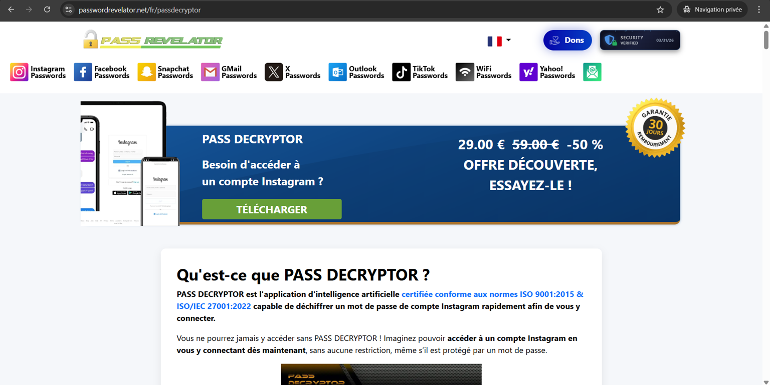 Pirater un compte Instagram - Méthode pour retrouver son mot de passe