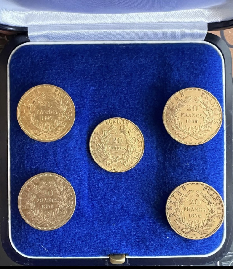 Lot de pièces en or de 20 Francs