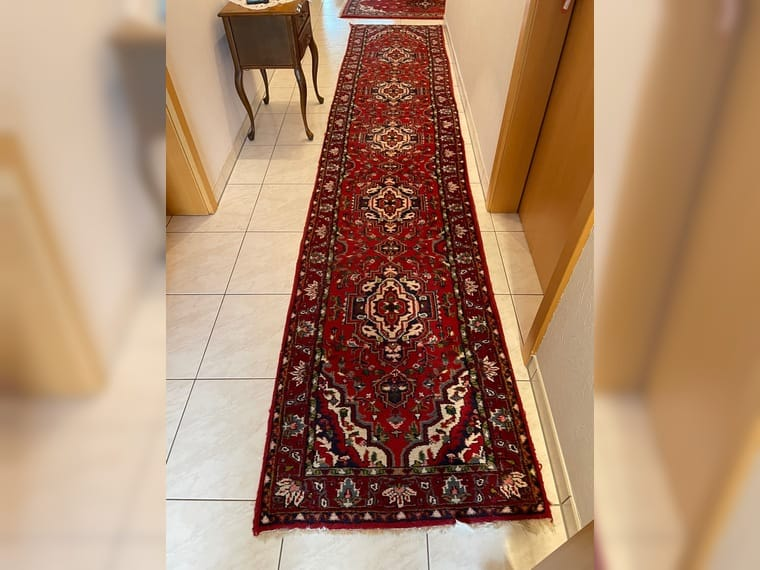 Véritable tapis de passage oriental Mahalat fait main 100% laine 4,20 m de long