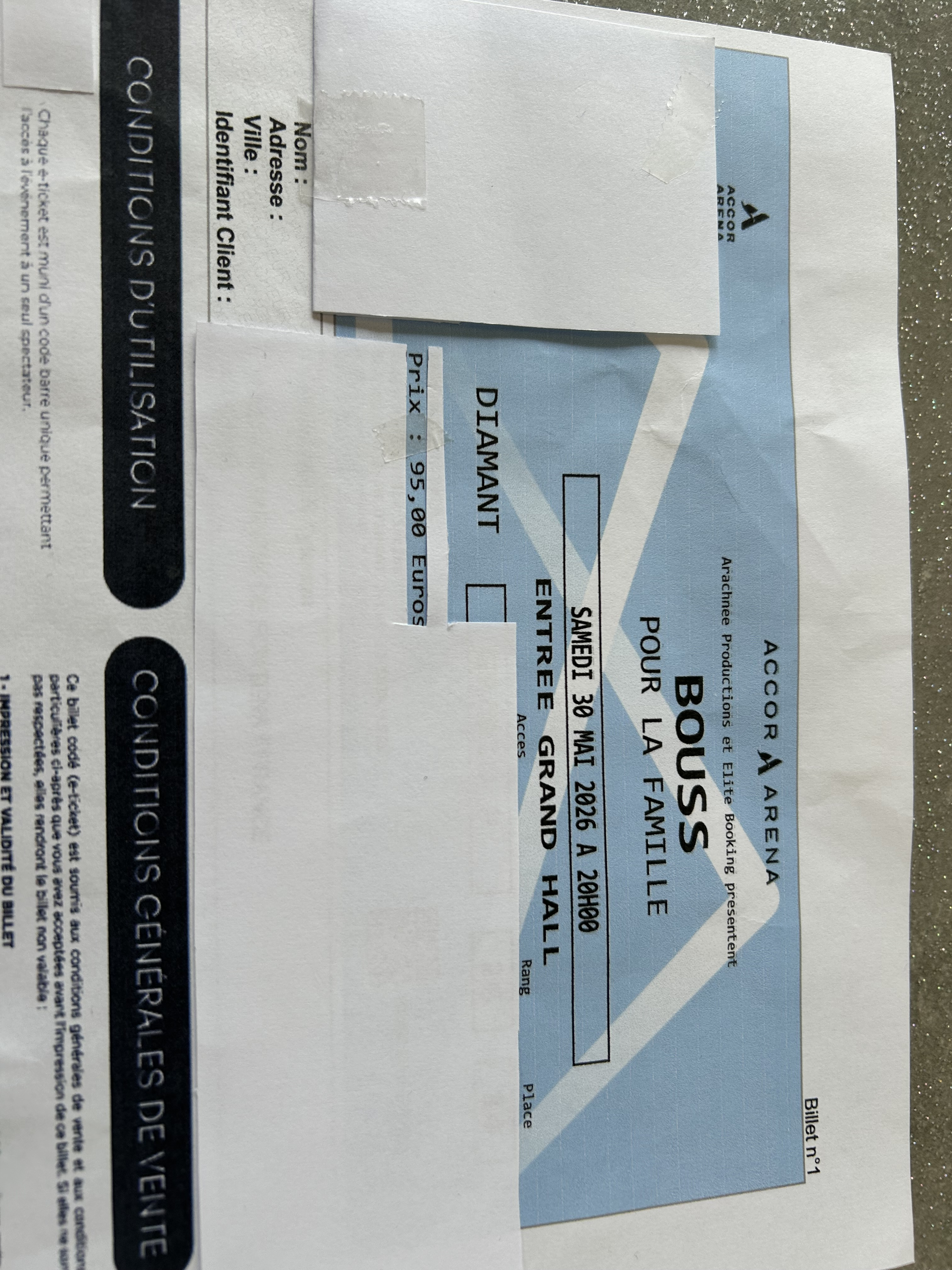 1 billet pour BOUSS à l'Accor Arena le 30/05/2026