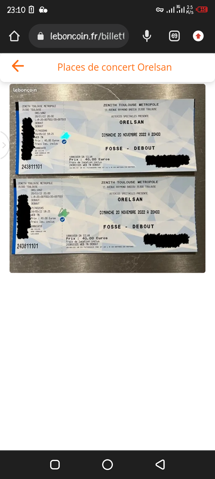 Billet pour le concert de damso