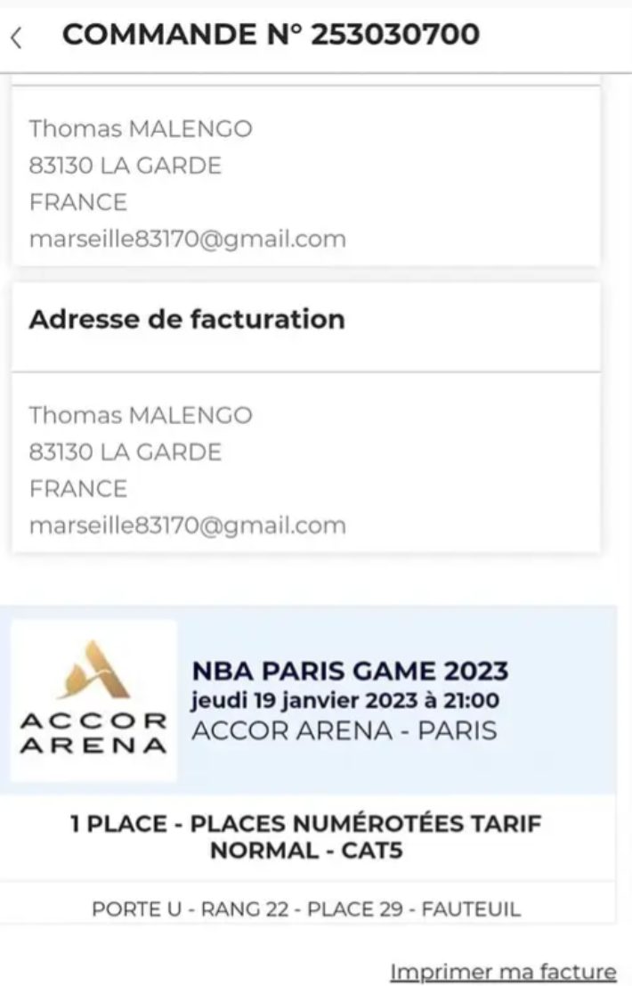 Tickets du match NBA
