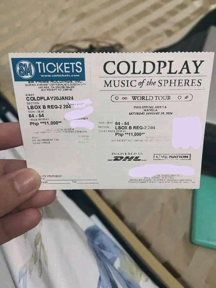 Ticket Coldplay à vendre