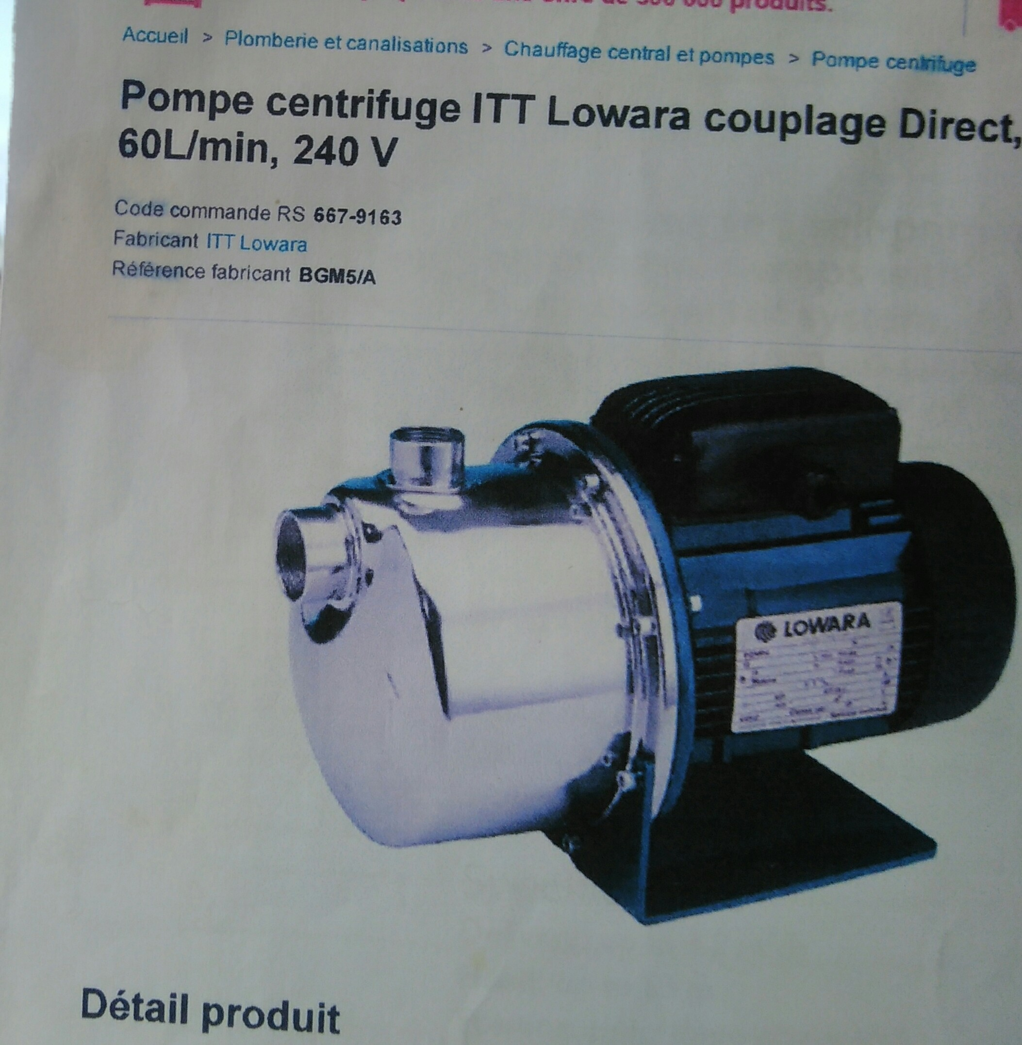 Pompe centrifuge