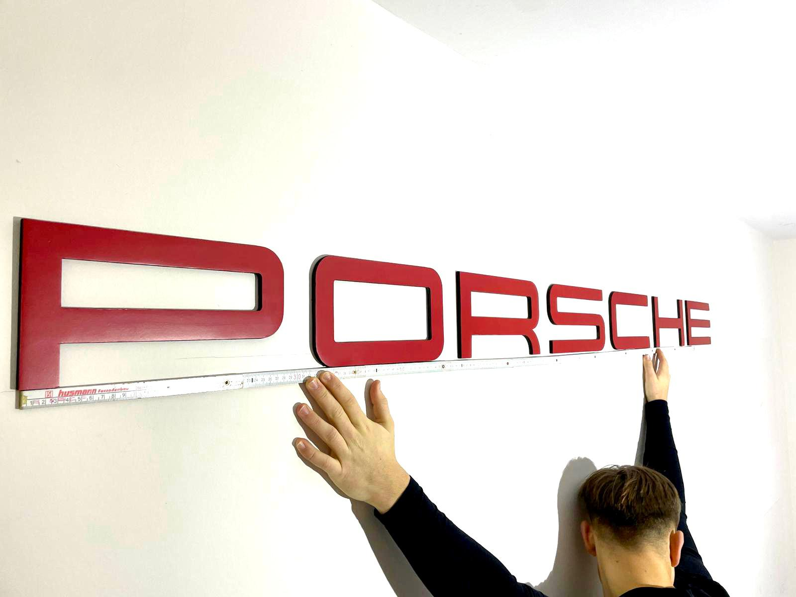 Porsche Logo Schriftzug Emblem Wanddeko XXL - Miniature 6