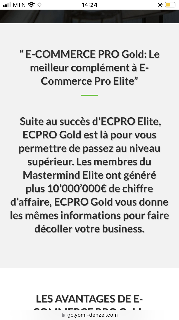 Formation ecom prom gold de yomi Denzel