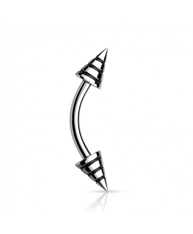 Piercing Arcade Spike Rayures 1.2X8MM Tragus Oreille Lobe Teton sourcil pic Pique 3 mm Rook noir