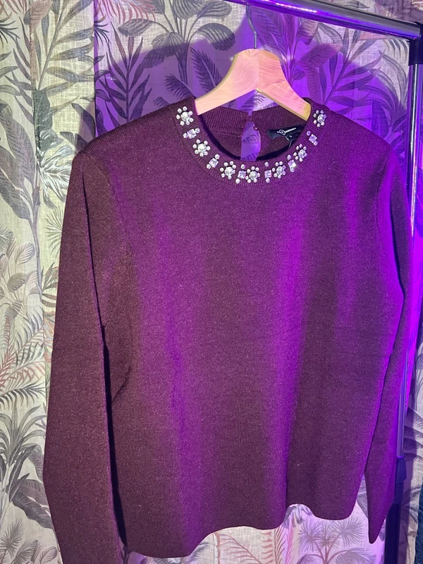 Pull violet à col bijou – Élégance & raffinement - Miniature 2